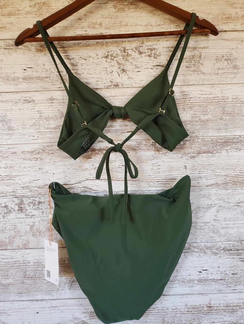 NWT Quince Italian Swimwear Lot 4pc Palm Green Bikini Tops High Rise Bottom - Picture 4 of 16